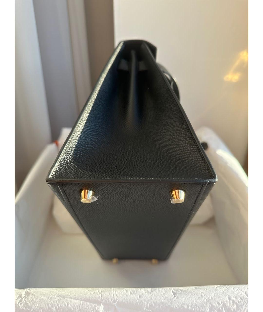 HERMES Черная кожаная сумка с короткими ручками, фото 6