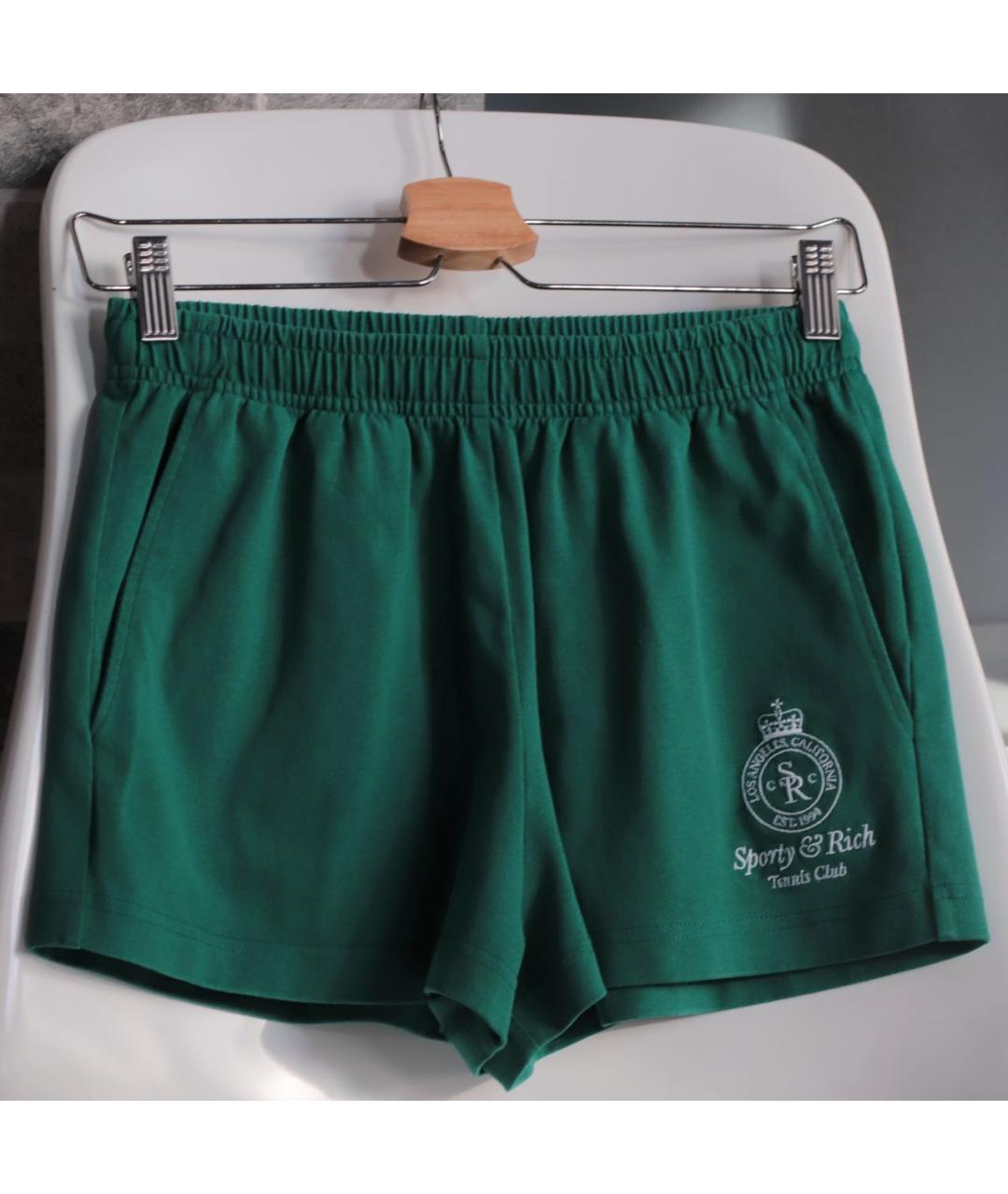 SPORTY AND RICH Зеленые хлопковые шорты, фото 2