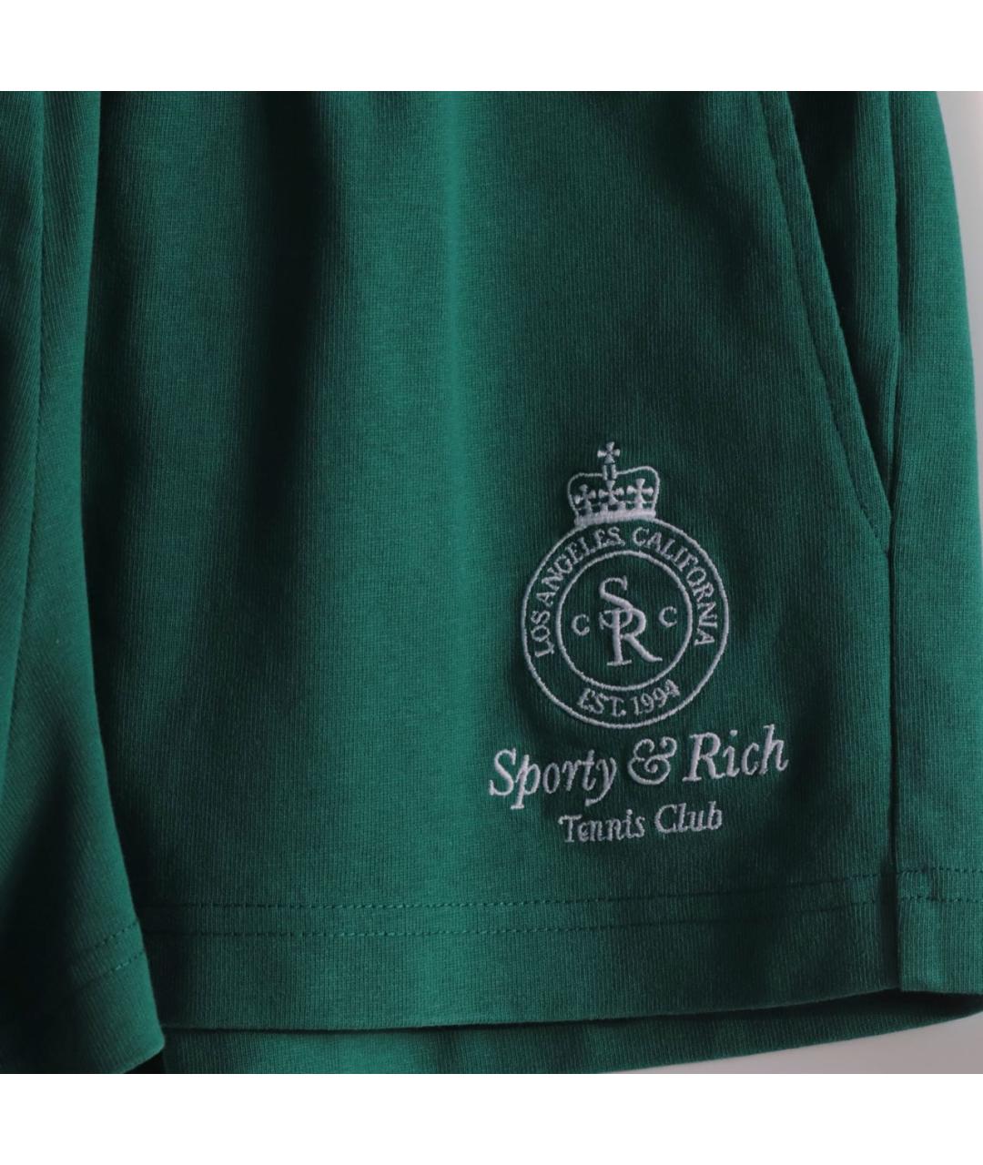 SPORTY AND RICH Зеленые хлопковые шорты, фото 5