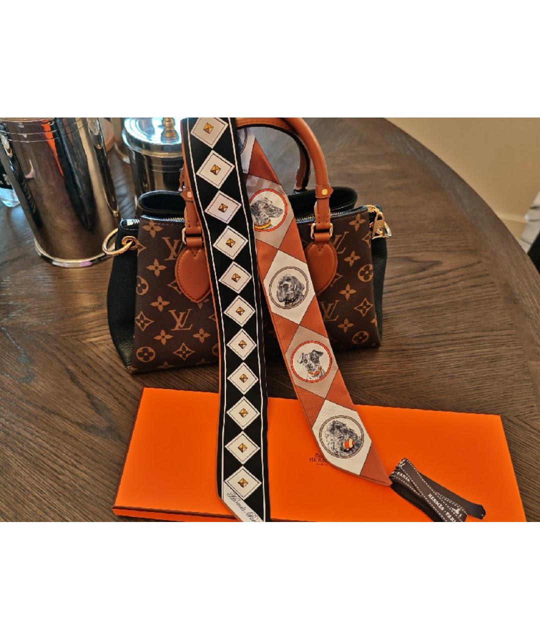 HERMES Коричневый шелковый платок, фото 5