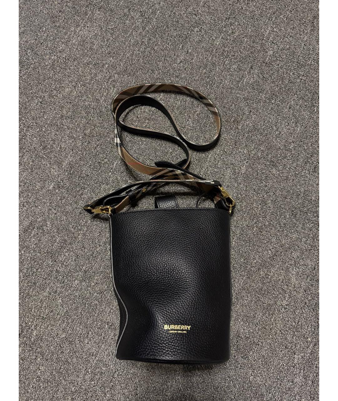 BURBERRY Черная кожаная сумка через плечо, фото 7