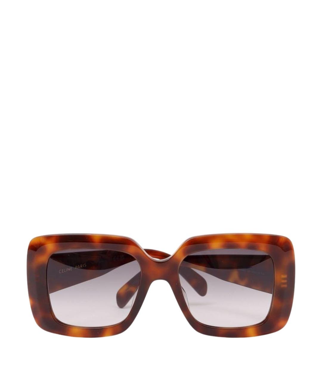 CELINE Коричневые пластиковые солнцезащитные очки, фото 1