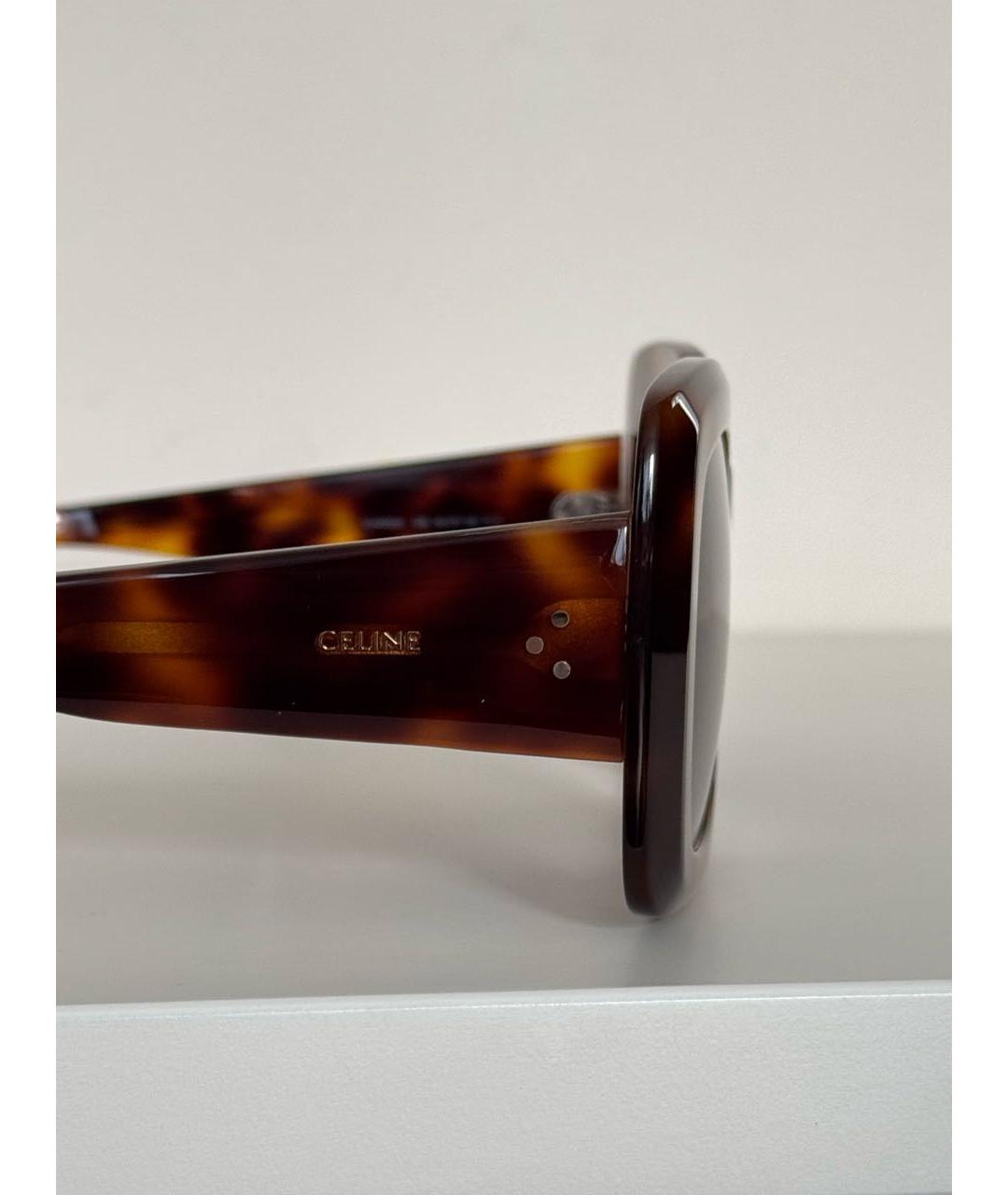 CELINE Коричневые пластиковые солнцезащитные очки, фото 3