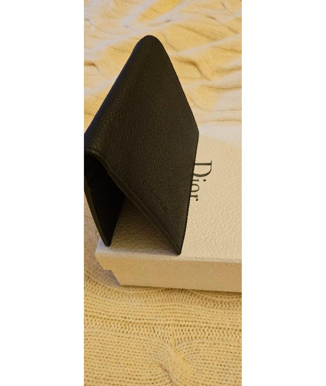 DIOR HOMME Черный кожаный кошелек, фото 3