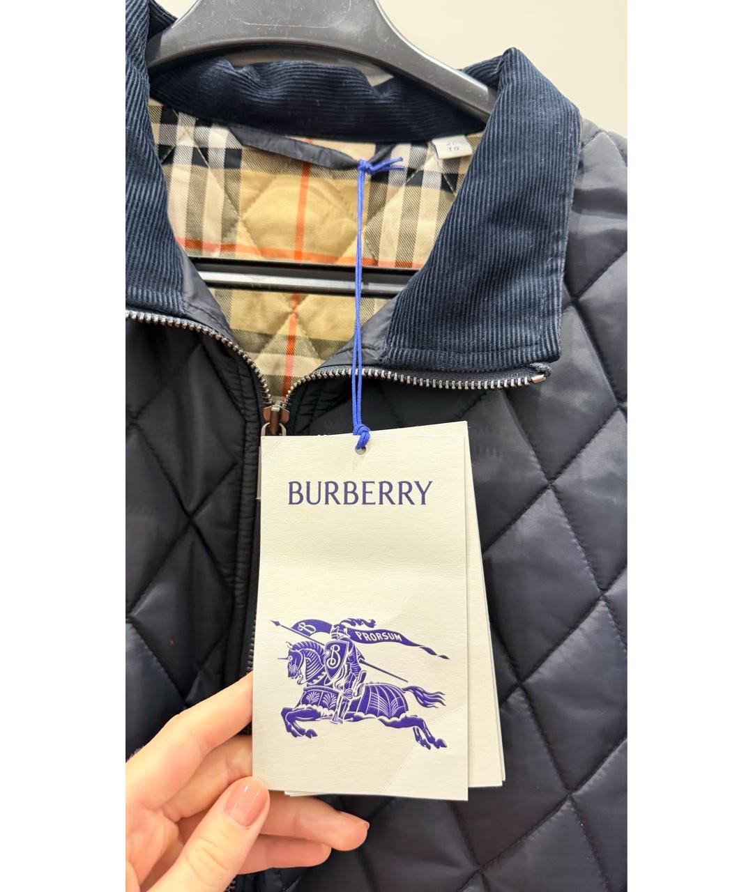 BURBERRY Темно-синяя полиамидовая куртка, фото 5