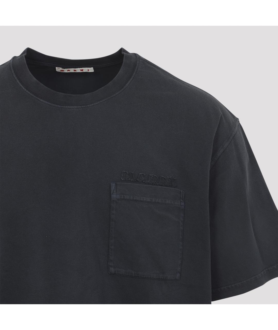 MARNI Черная хлопковая футболка, фото 3