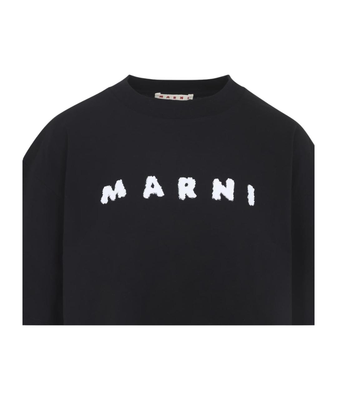 MARNI Черная хлопковая футболка, фото 3