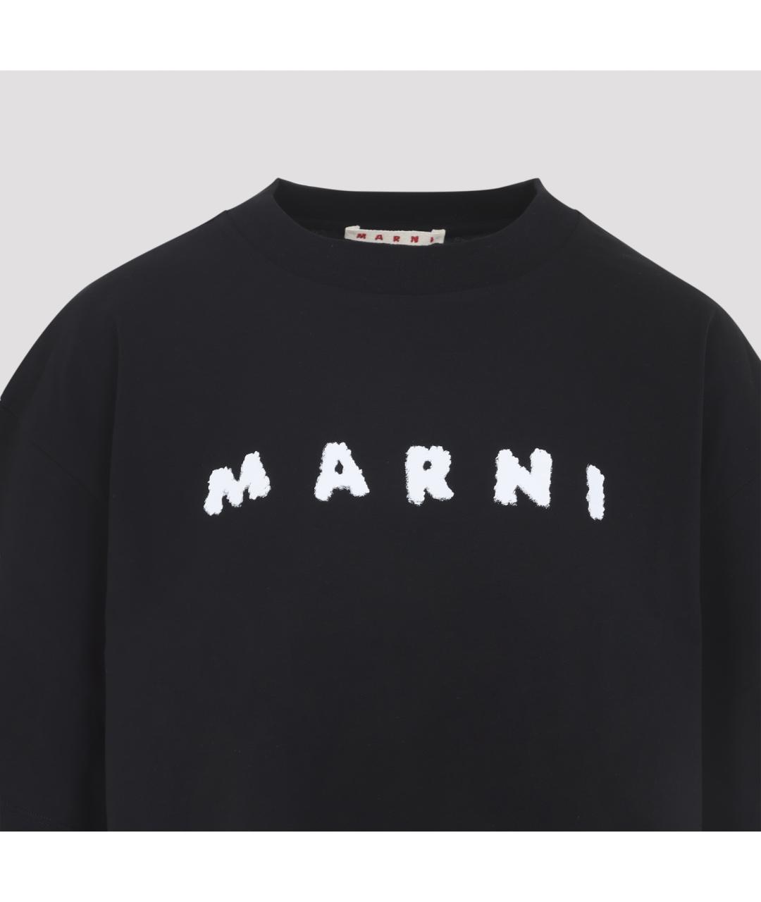 MARNI Черная хлопковая футболка, фото 3