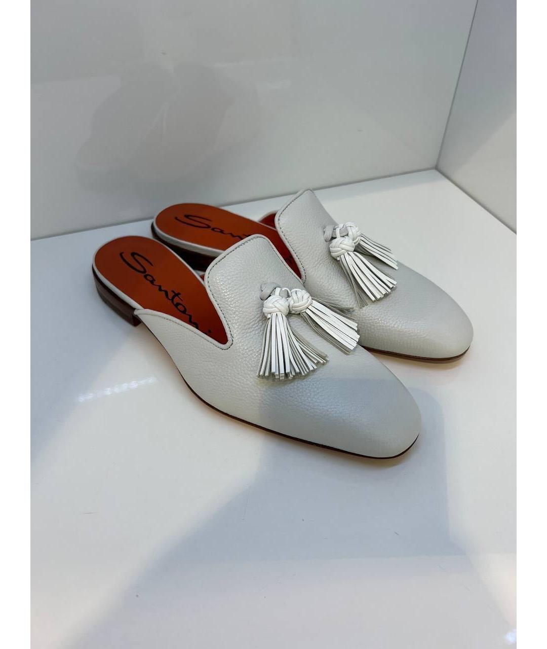 SANTONI Бежевые кожаные мюли, фото 2