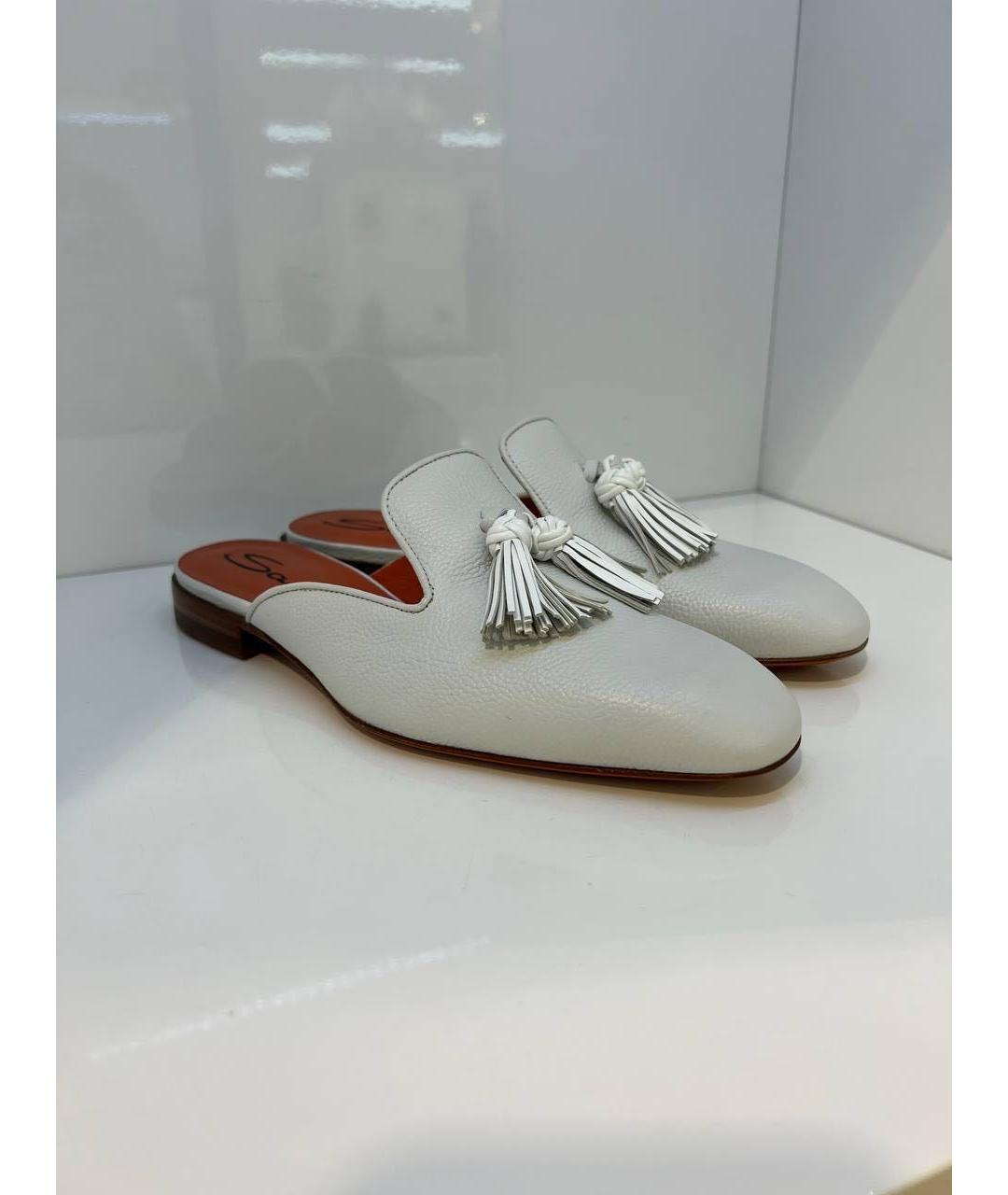 SANTONI Бежевые кожаные мюли, фото 4