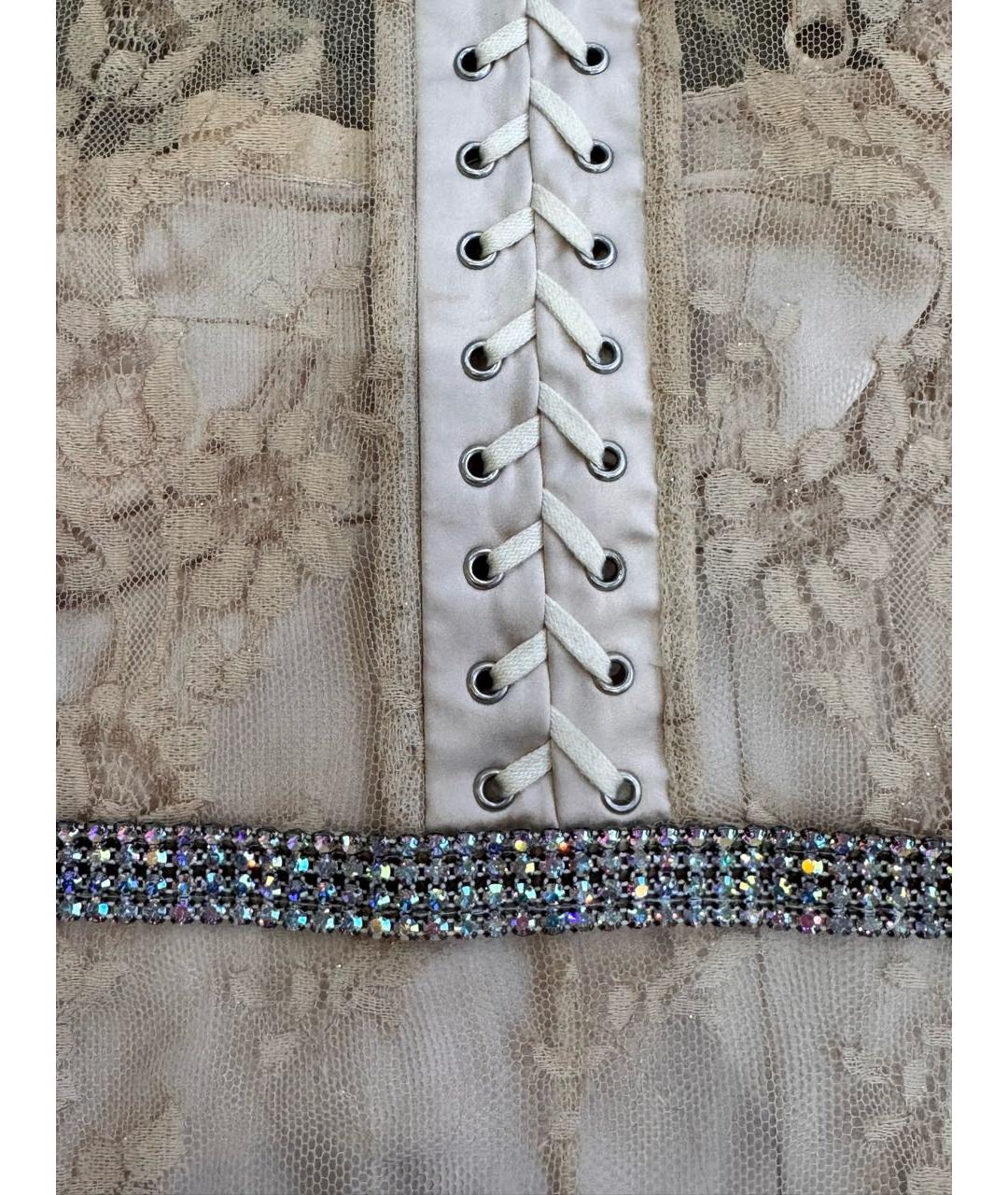 DOLCE&GABBANA Бежевое кружевное вечернее платье, фото 7