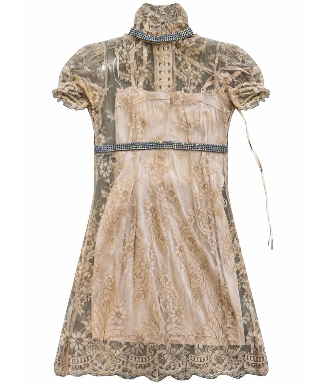 DOLCE&GABBANA Бежевое кружевное вечернее платье, фото 1