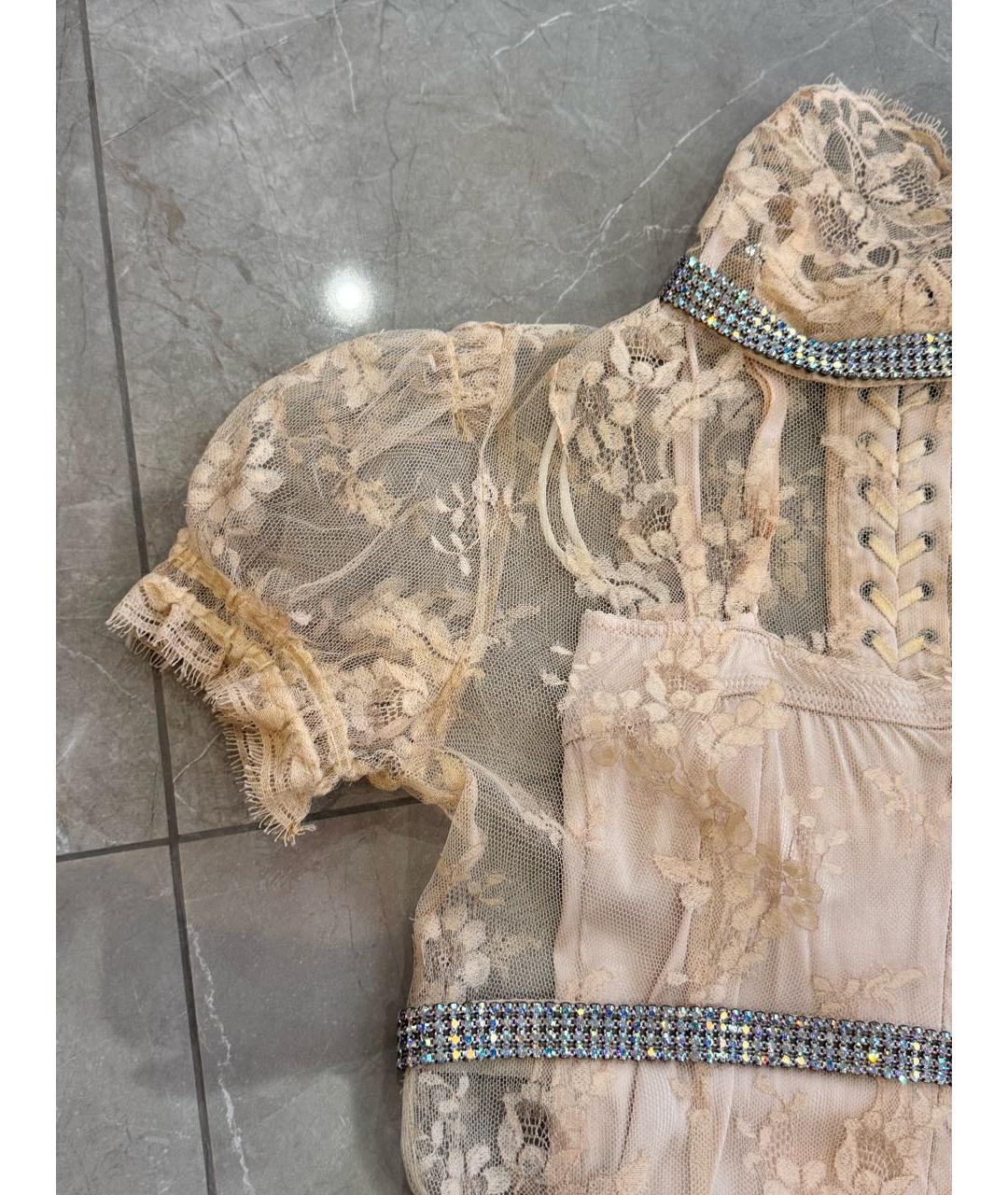 DOLCE&GABBANA Бежевое кружевное вечернее платье, фото 6