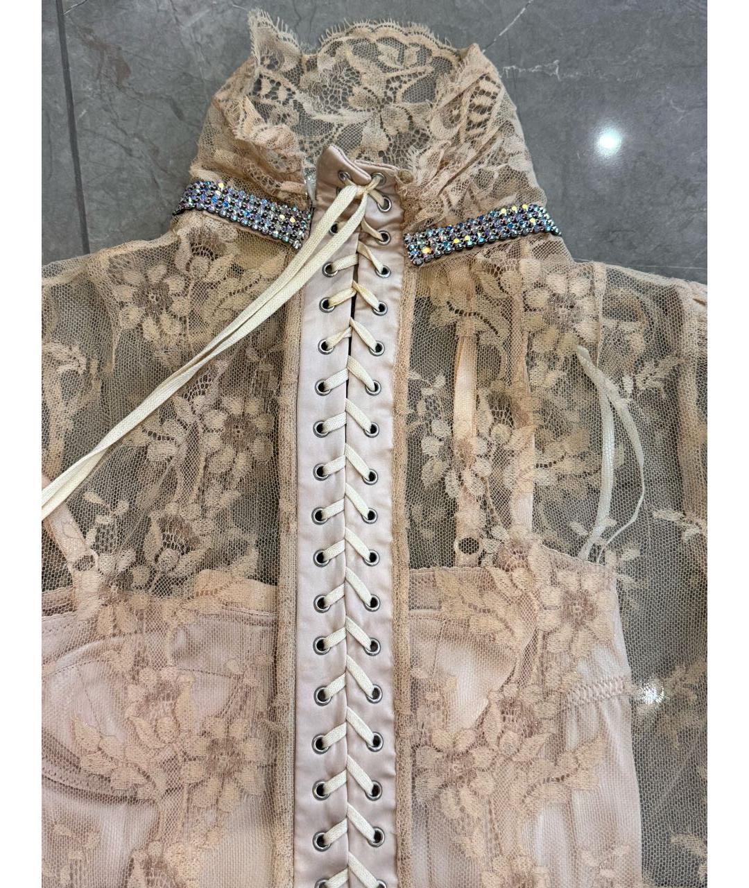 DOLCE&GABBANA Бежевое кружевное вечернее платье, фото 4