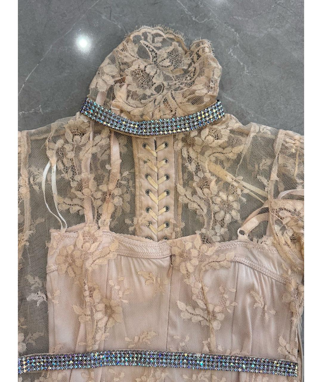 DOLCE&GABBANA Бежевое кружевное вечернее платье, фото 2