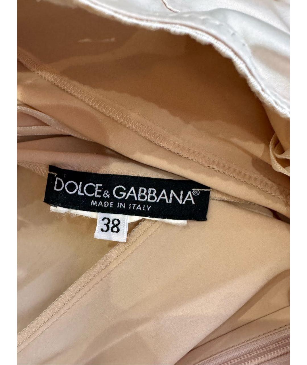 DOLCE&GABBANA Бежевое кружевное вечернее платье, фото 5