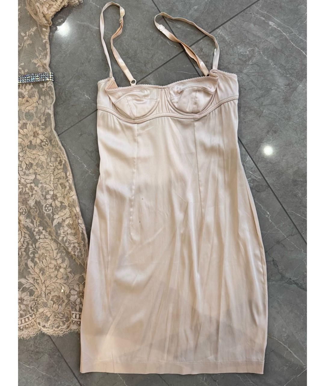 DOLCE&GABBANA Бежевое кружевное вечернее платье, фото 8