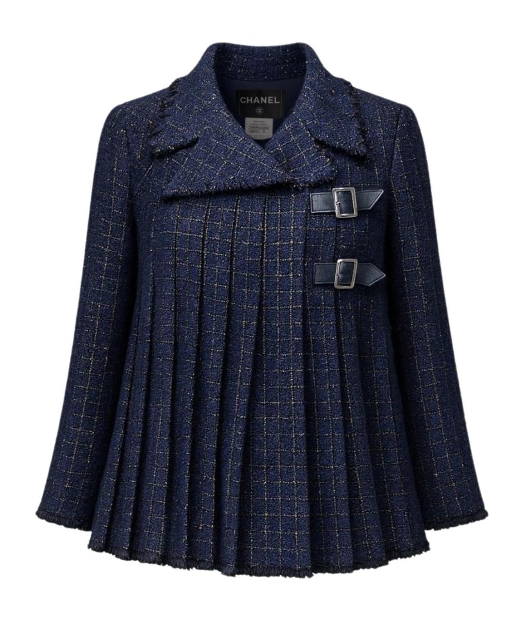 CHANEL Темно-синий твидовый жакет/пиджак, фото 1