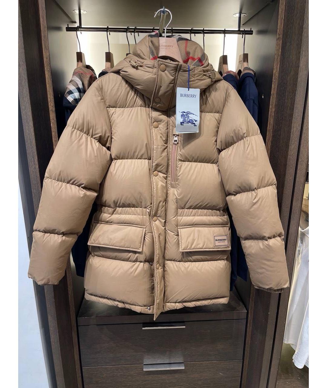 BURBERRY Бежевый полиамидовый пуховик, фото 3