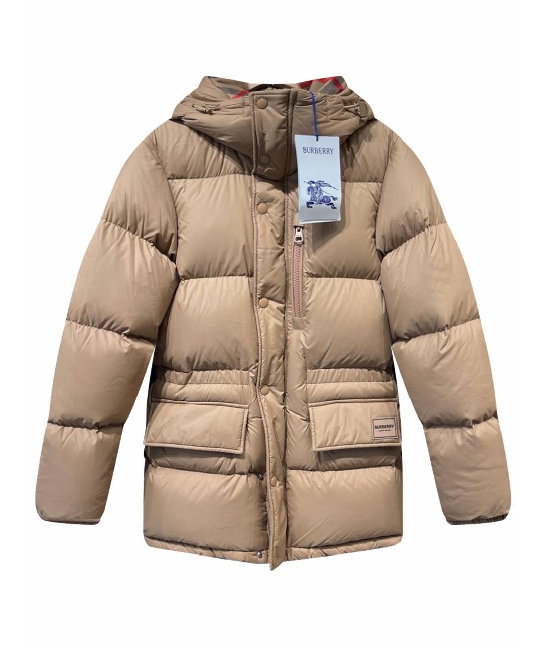 BURBERRY Бежевый полиамидовый пуховик, фото 1
