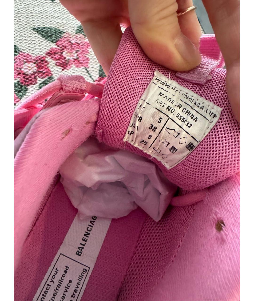 BALENCIAGA Розовые текстильные кроссовки, фото 8