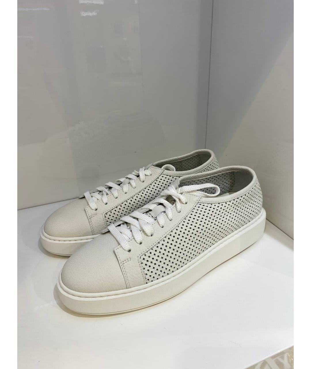 SANTONI Бежевые кожаные кеды, фото 4