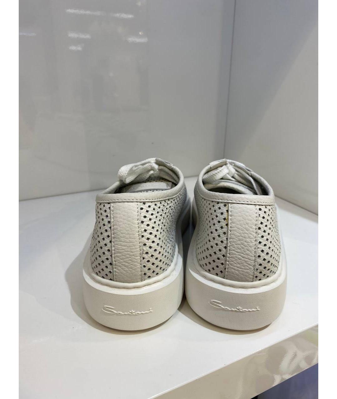 SANTONI Бежевые кожаные кеды, фото 3