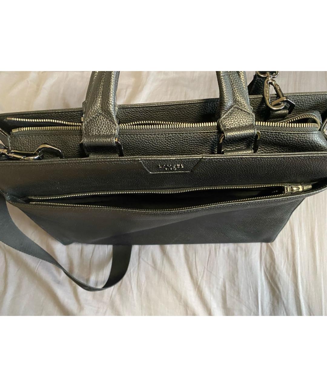 LANCEL Черный кожаный портфель, фото 5