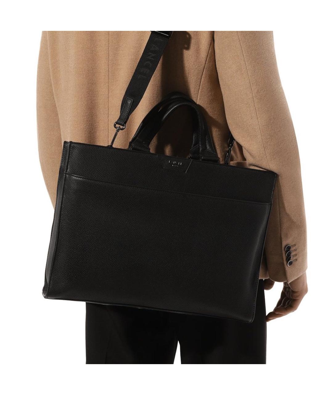 LANCEL Черный кожаный портфель, фото 2