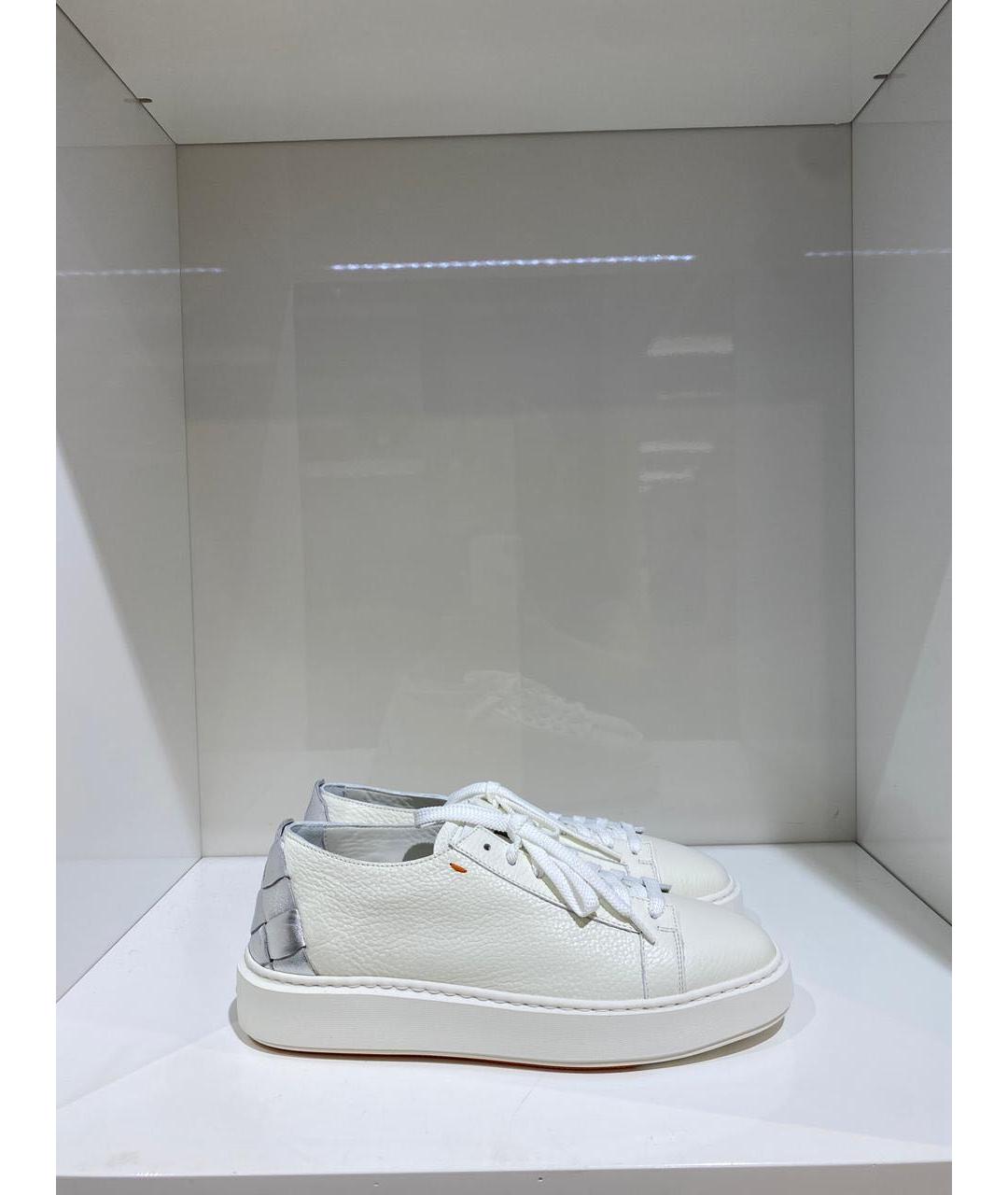 SANTONI Белые кожаные кеды, фото 4