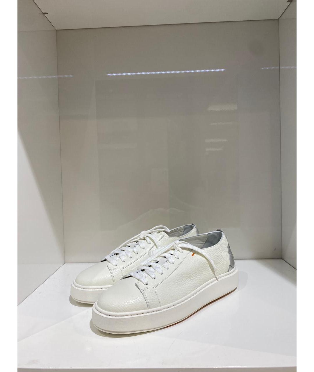 SANTONI Белые кожаные кеды, фото 2