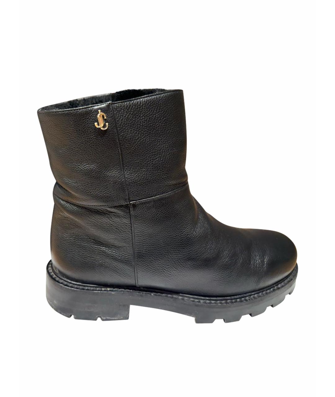 JIMMY CHOO Черные кожаные полусапоги, фото 1