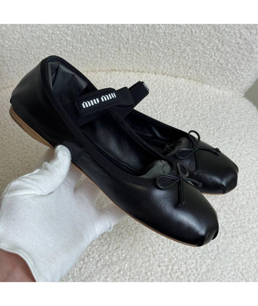MIU MIU Черные кожаные балетки, фото 5