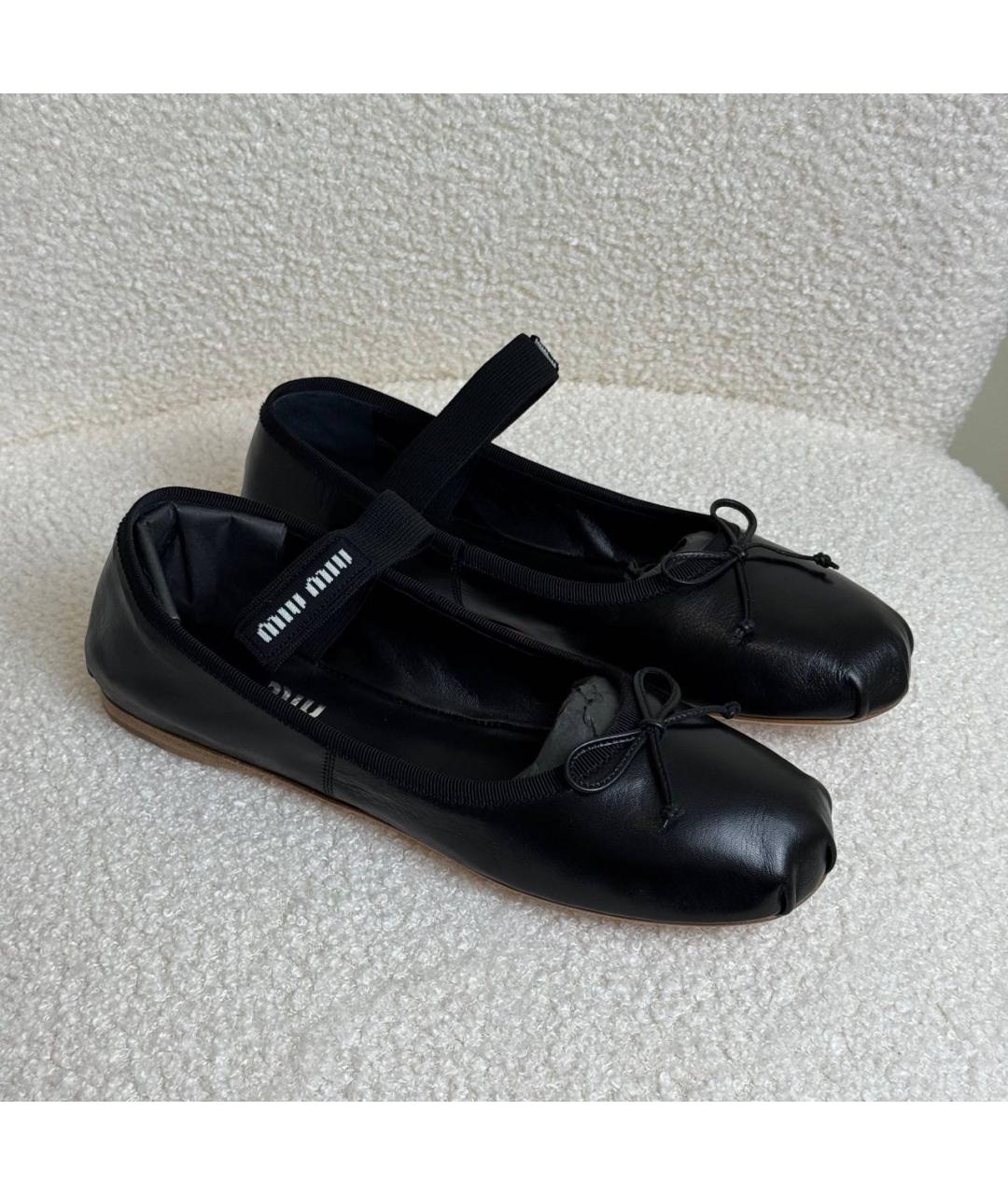 MIU MIU Черные кожаные балетки, фото 2