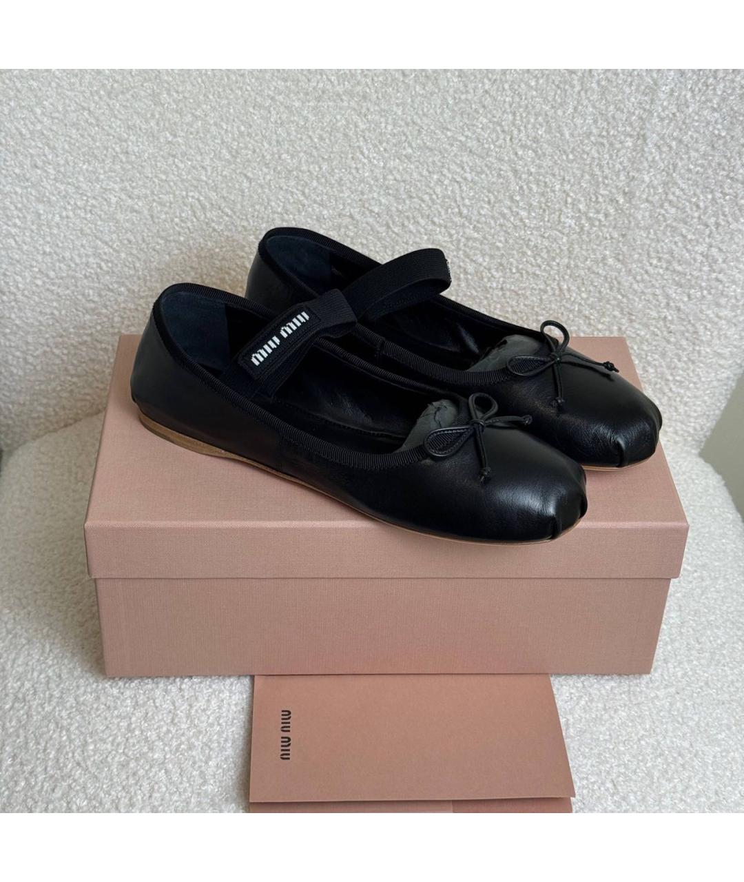 MIU MIU Черные кожаные балетки, фото 6