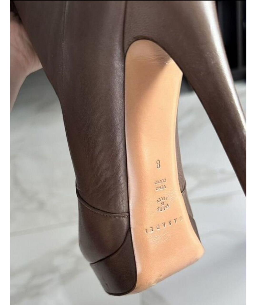 CASADEI Коричневые кожаные сапоги, фото 4