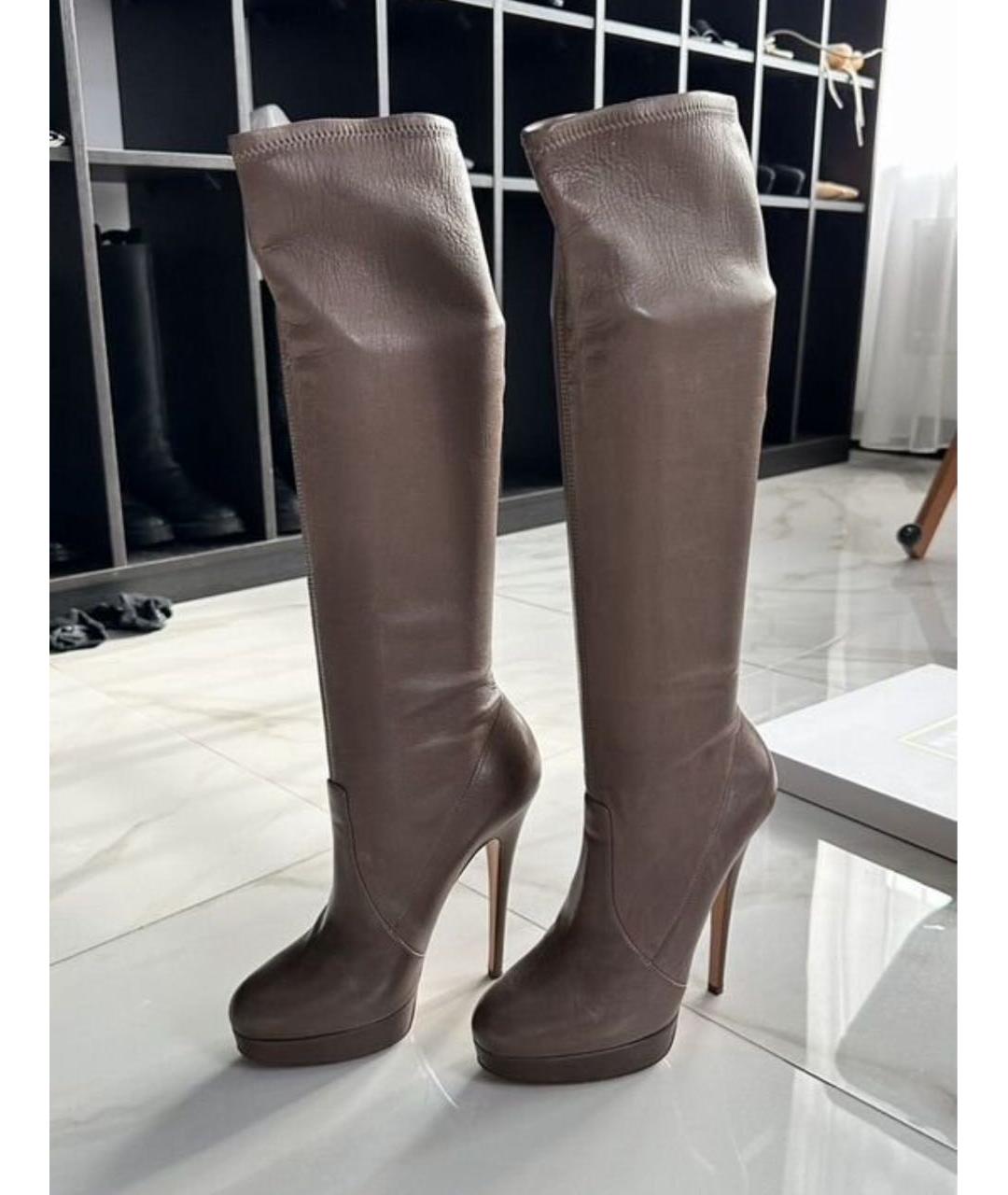 CASADEI Коричневые кожаные сапоги, фото 3