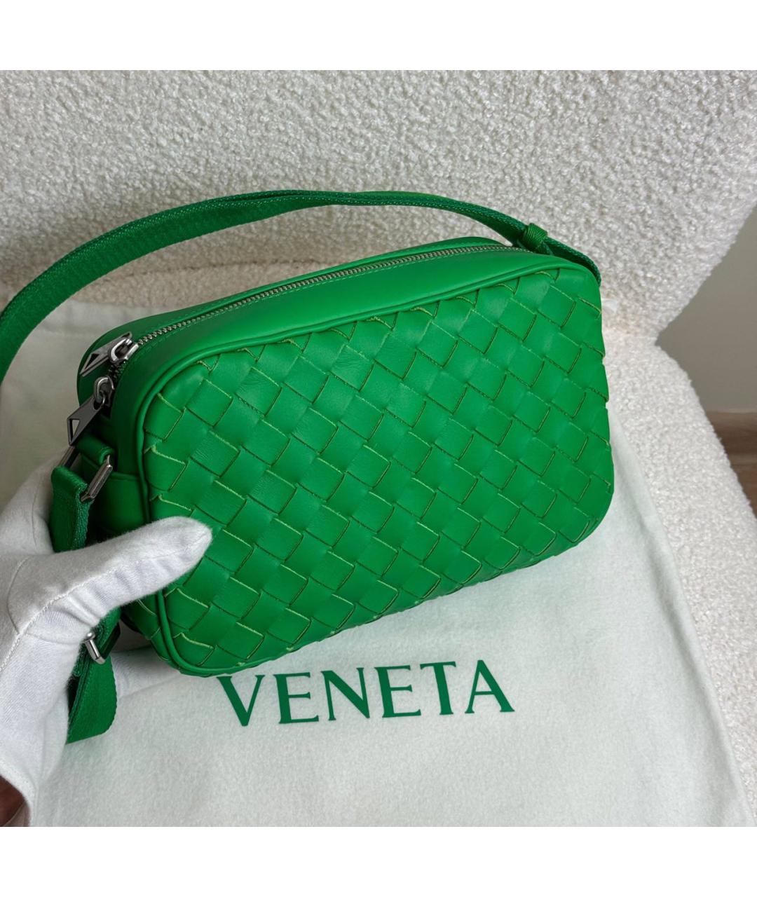 BOTTEGA VENETA Зеленая кожаная сумка на плечо, фото 3