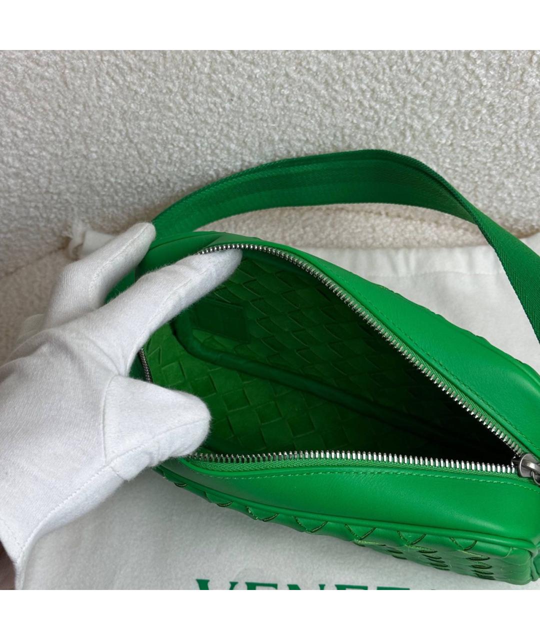 BOTTEGA VENETA Зеленая кожаная сумка на плечо, фото 4