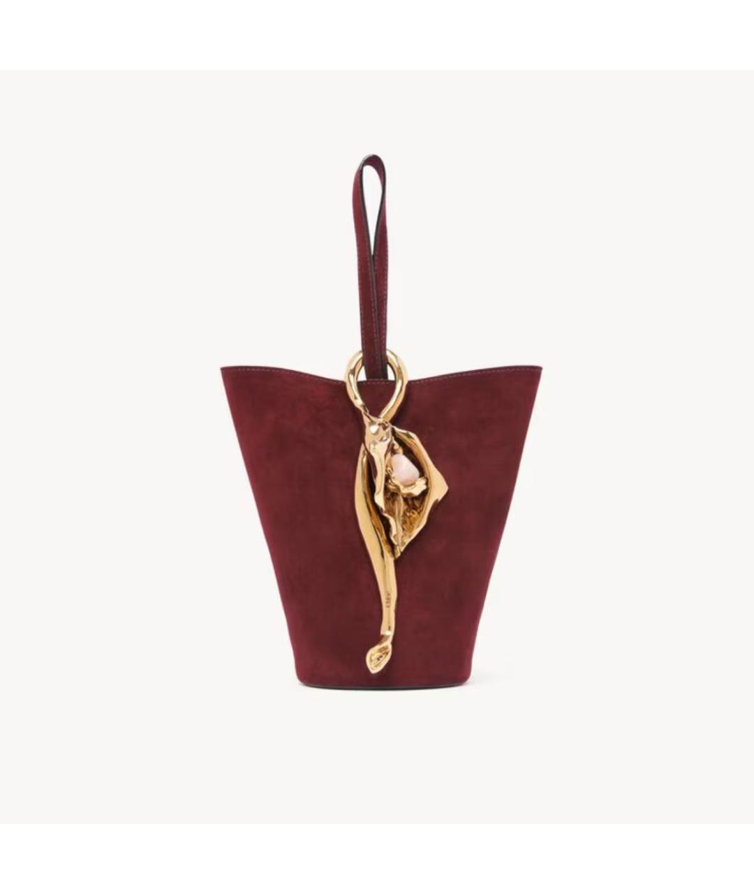 CHLOE Бордовая кожаная сумка с короткими ручками, фото 4