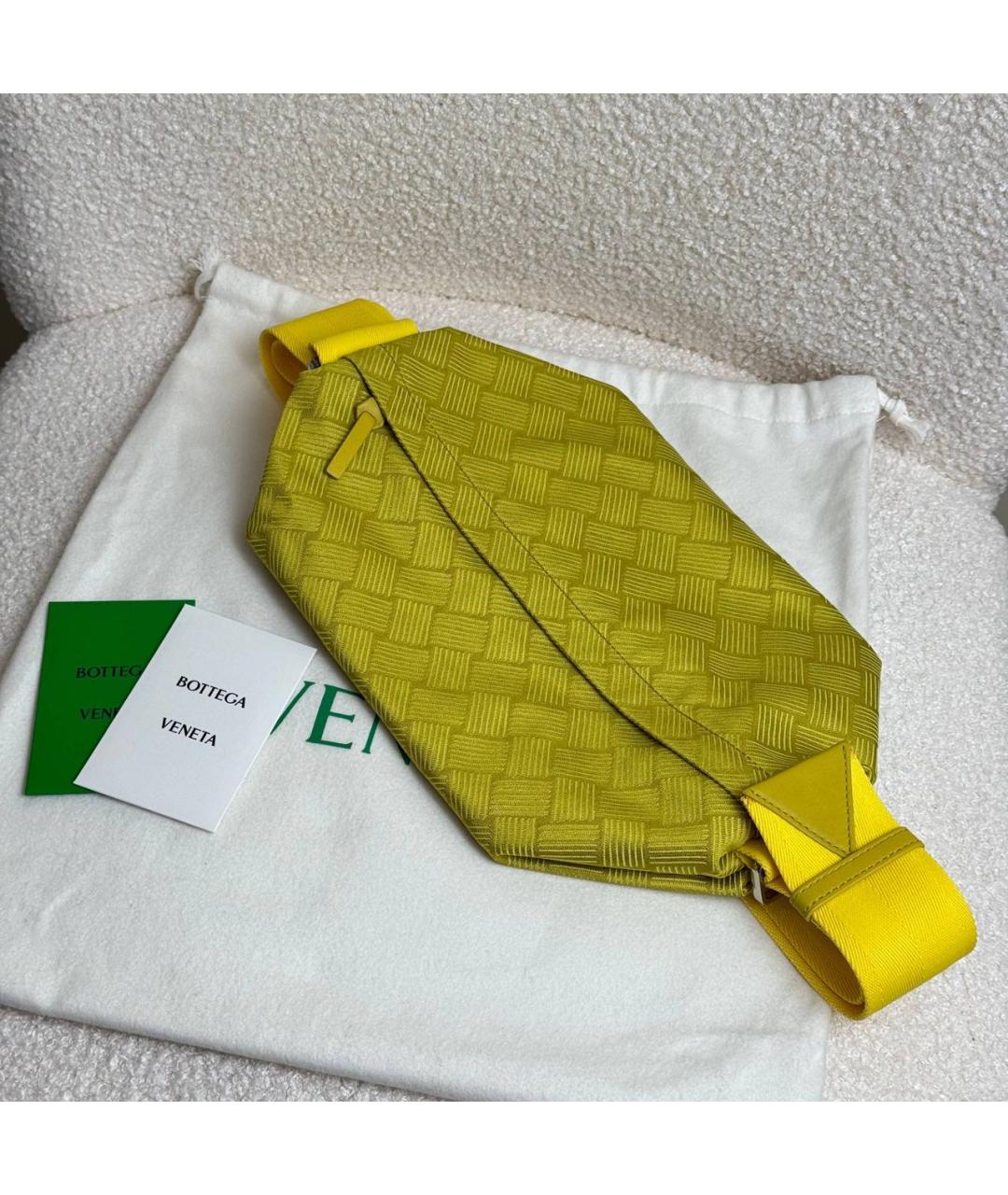 BOTTEGA VENETA Желтая тканевая поясная сумка, фото 2