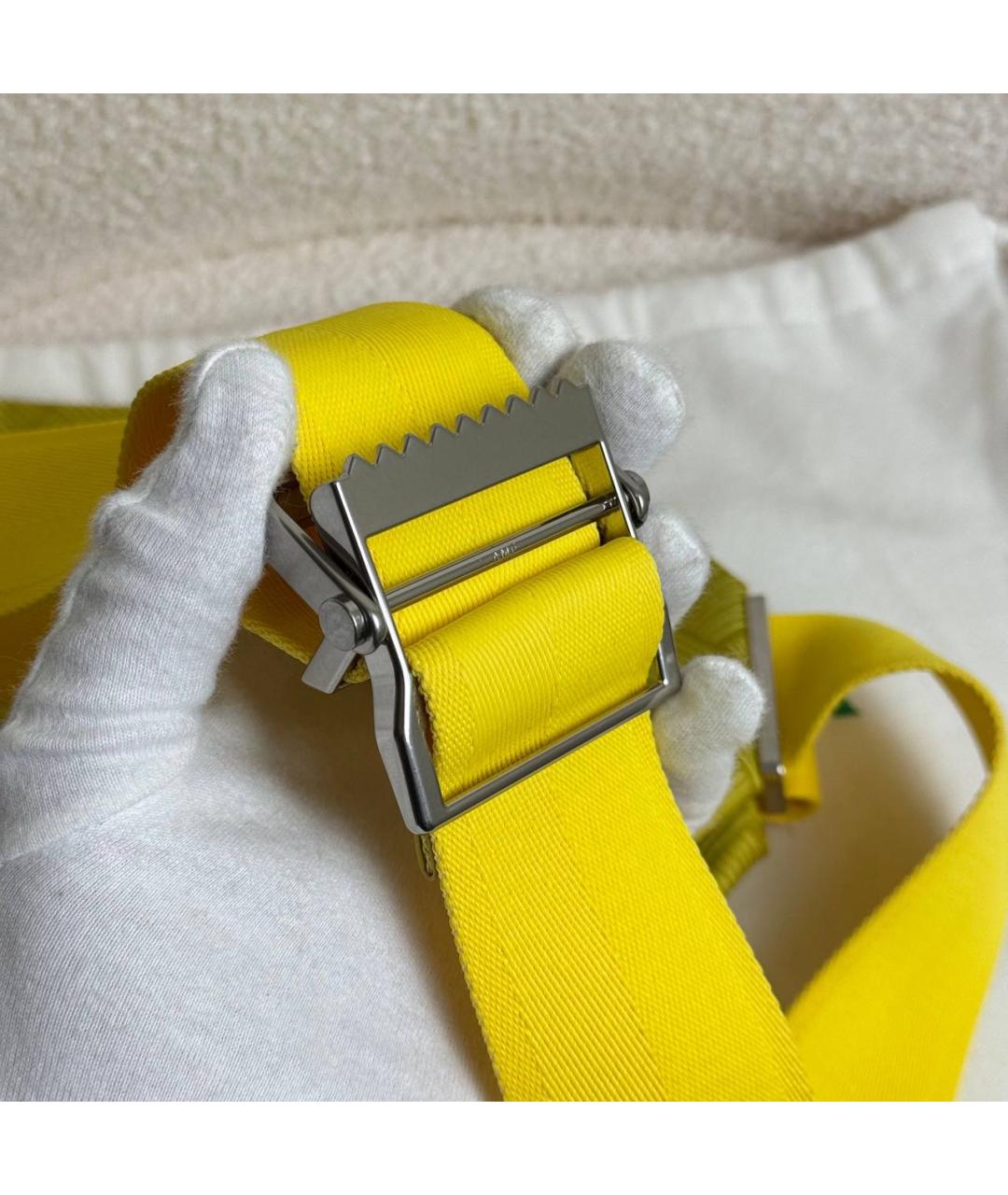 BOTTEGA VENETA Желтая тканевая поясная сумка, фото 4
