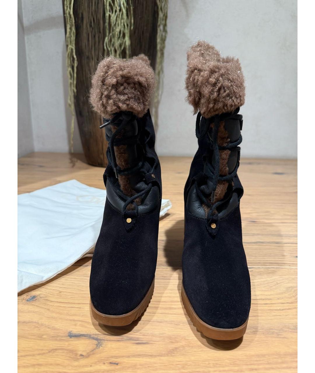 CHLOE Темно-синие замшевые полусапоги, фото 2