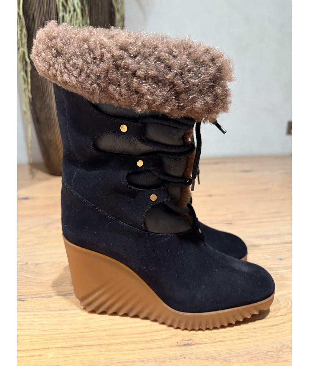 CHLOE Темно-синие замшевые полусапоги, фото 5