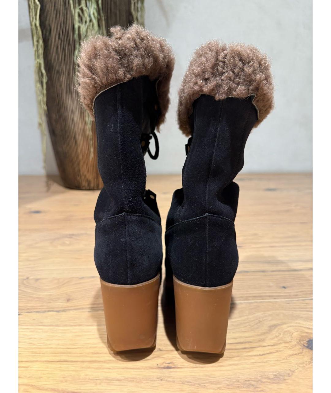 CHLOE Темно-синие замшевые полусапоги, фото 4