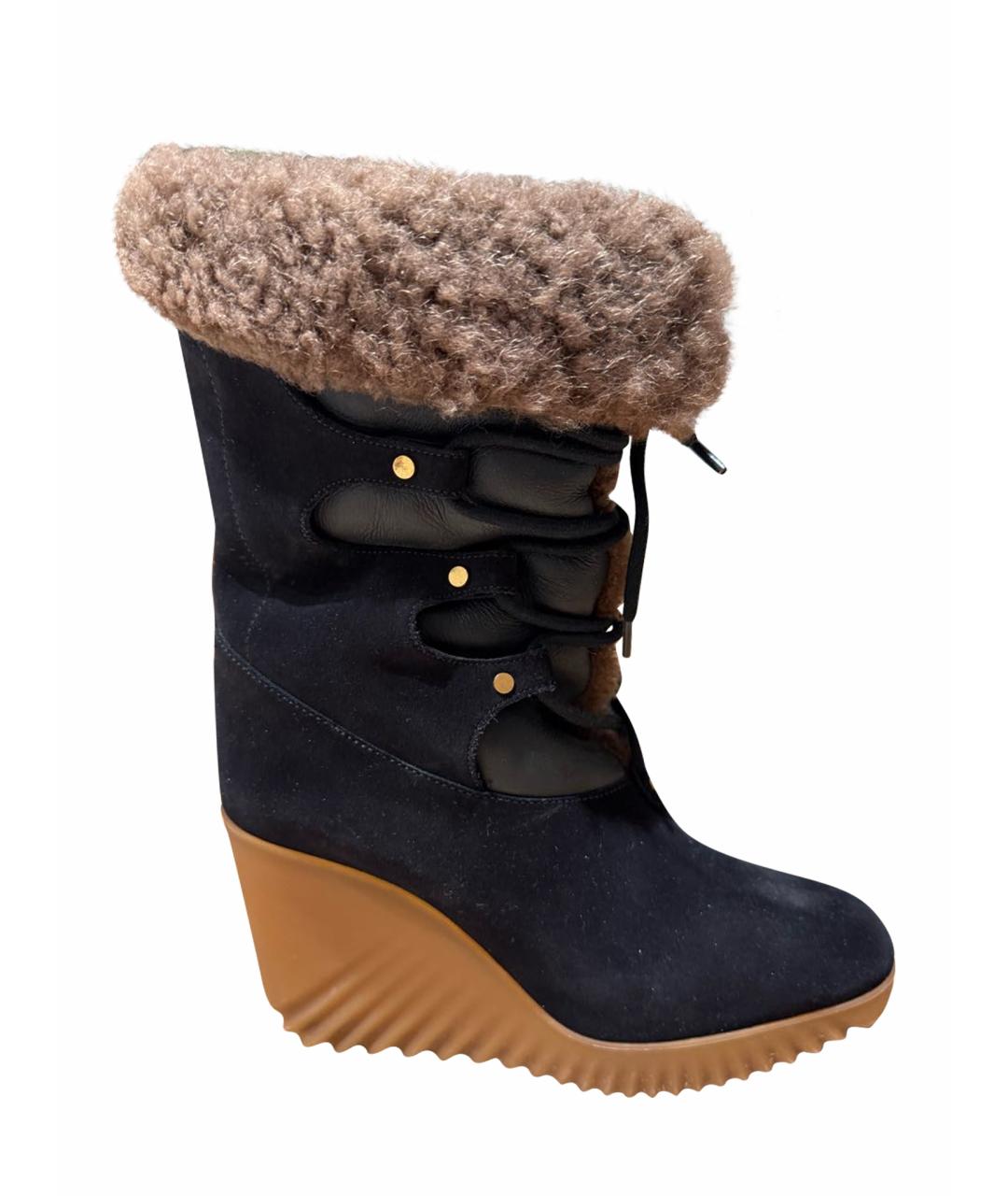 CHLOE Темно-синие замшевые полусапоги, фото 1