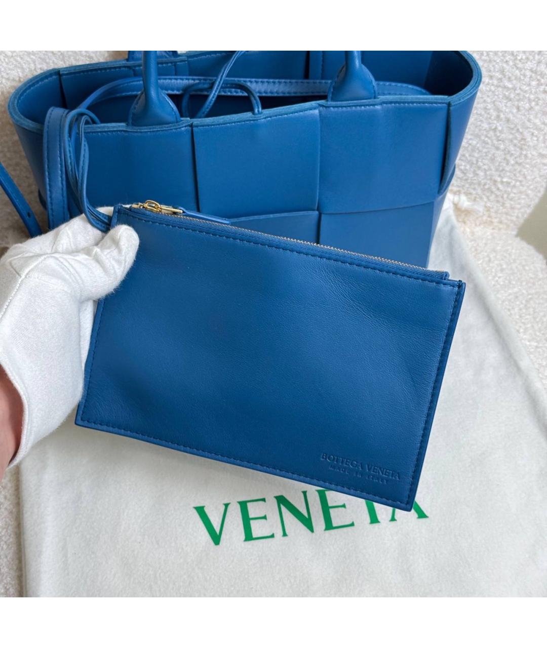 BOTTEGA VENETA Синяя кожаная сумка через плечо, фото 4