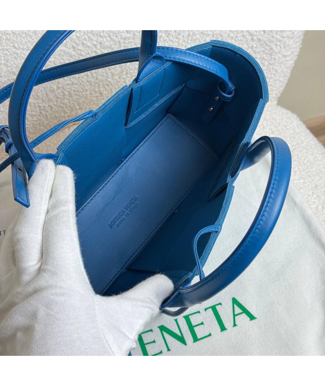 BOTTEGA VENETA Синяя кожаная сумка через плечо, фото 5