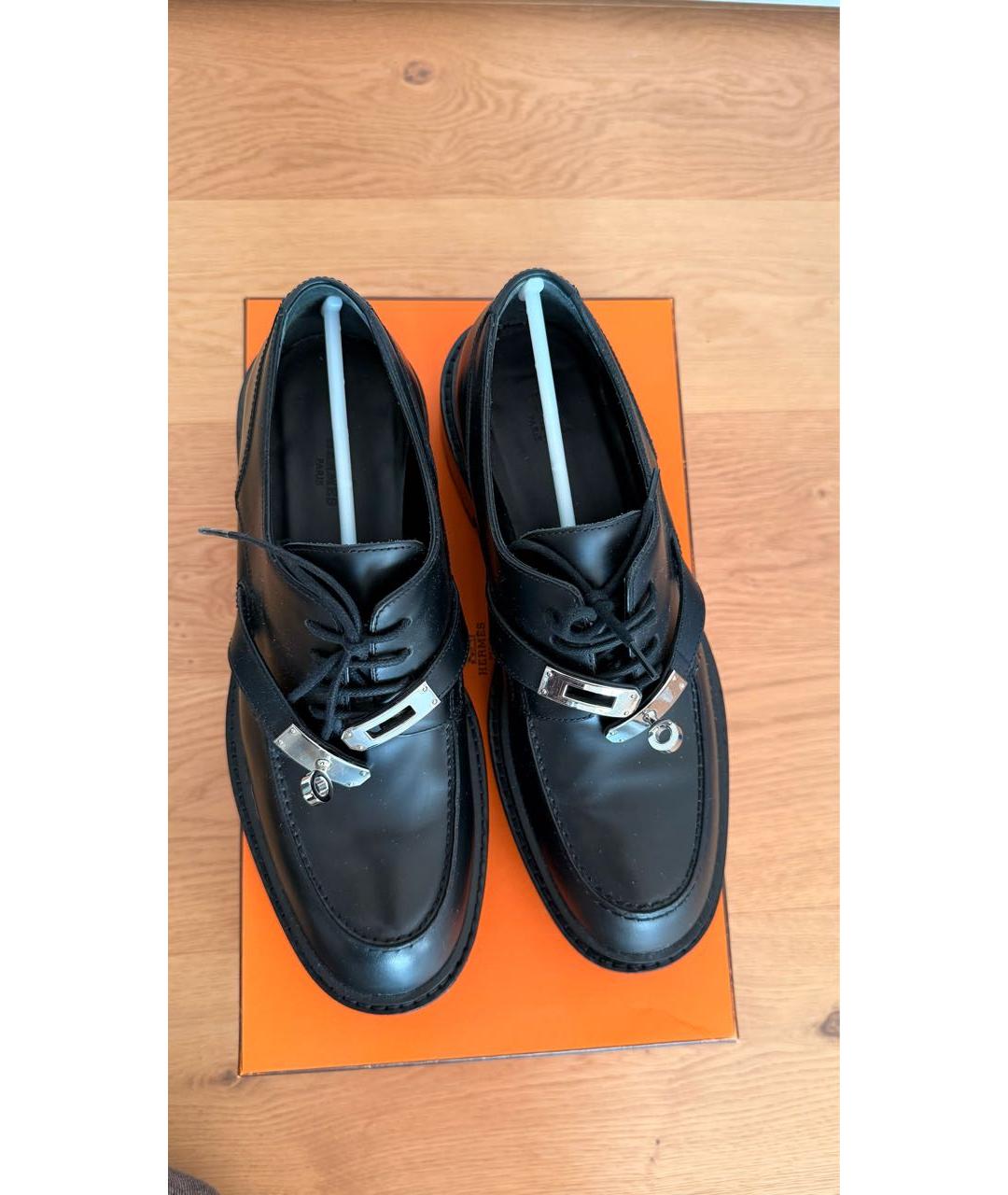 HERMES Черные кожаные брогги и оксфорды, фото 2
