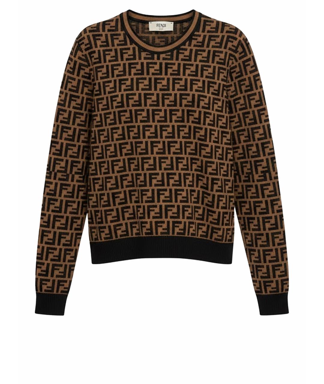 FENDI Коричневый кашемировый джемпер / свитер, фото 1